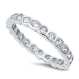 Sterling Silver Fancy Round Cut Clear Czs Bubble Design Stackable Band Ring with Band Width of 3MM