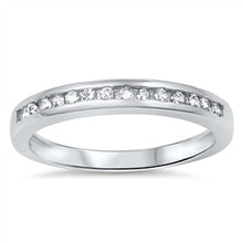 Load image into Gallery viewer, Sterling Silver Classy Band Ring Set with Round Cut Clear Czs on Channel SettingAnd Face Height of 3MM