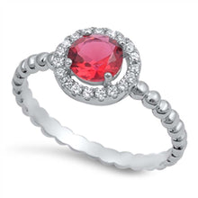 Load image into Gallery viewer, Sterling Silver Pave Set Cz Ring with Prong Set Ruby in the CenterAnd Ring Face Height of 9MM