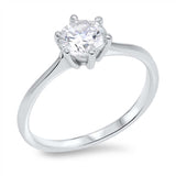 Sterling Silver Prong Set 7MM Cz Engagement Ring