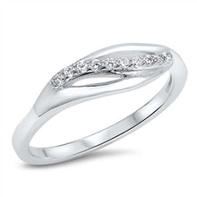 Load image into Gallery viewer, Sterling Silver Trendy Braided Ring with Clear CzAnd Ring Face Height of 6MM