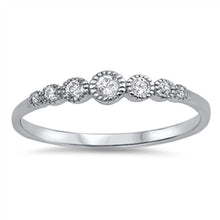 Load image into Gallery viewer, Sterling Silver Rounds Shaped Clear CZ RingAnd Face Height 4mm