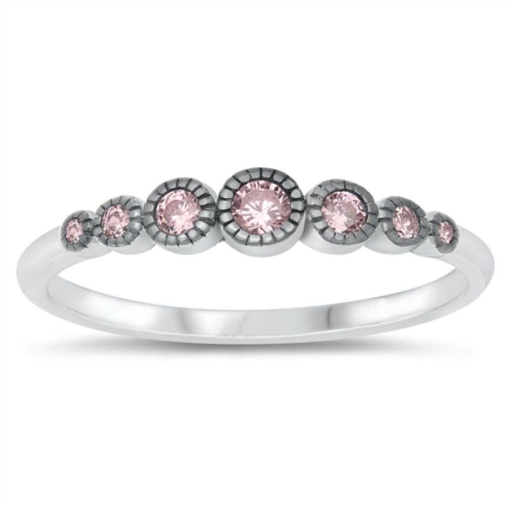 Sterling Silver Pink CZ Ring - silverdepot