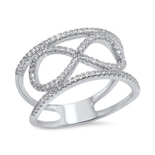 Load image into Gallery viewer, Sterling Silver Trendy Pave Open Infinity Design Ring with Face Height of 11MM
