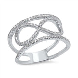 Sterling Silver Trendy Pave Open Infinity Design Ring with Face Height of 11MM