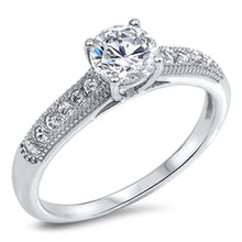 Load image into Gallery viewer, Sterling Silver Round Shaped Clear CZ RingAnd Center Stone 6mm