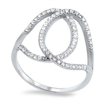 Load image into Gallery viewer, Sterling Silver Clear Cz Lasso Style Split Band Ring with Ring Face Height of 19MM