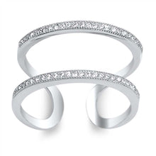 Load image into Gallery viewer, Sterling Silver Closed Adjustable Loop Shaped Clear CZ RingAnd Face Height 12mm