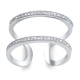 Sterling Silver Closed Adjustable Loop Shaped Clear CZ RingAnd Face Height 12mm