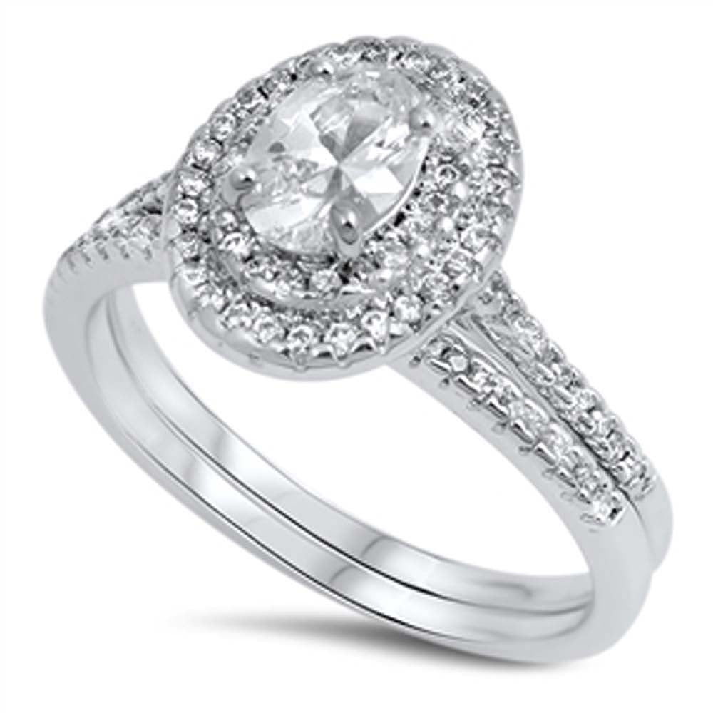 Sterling Silver Round Shaped Cubic Zirconia Wedding RingAnd Width Of Two Rings 3mm