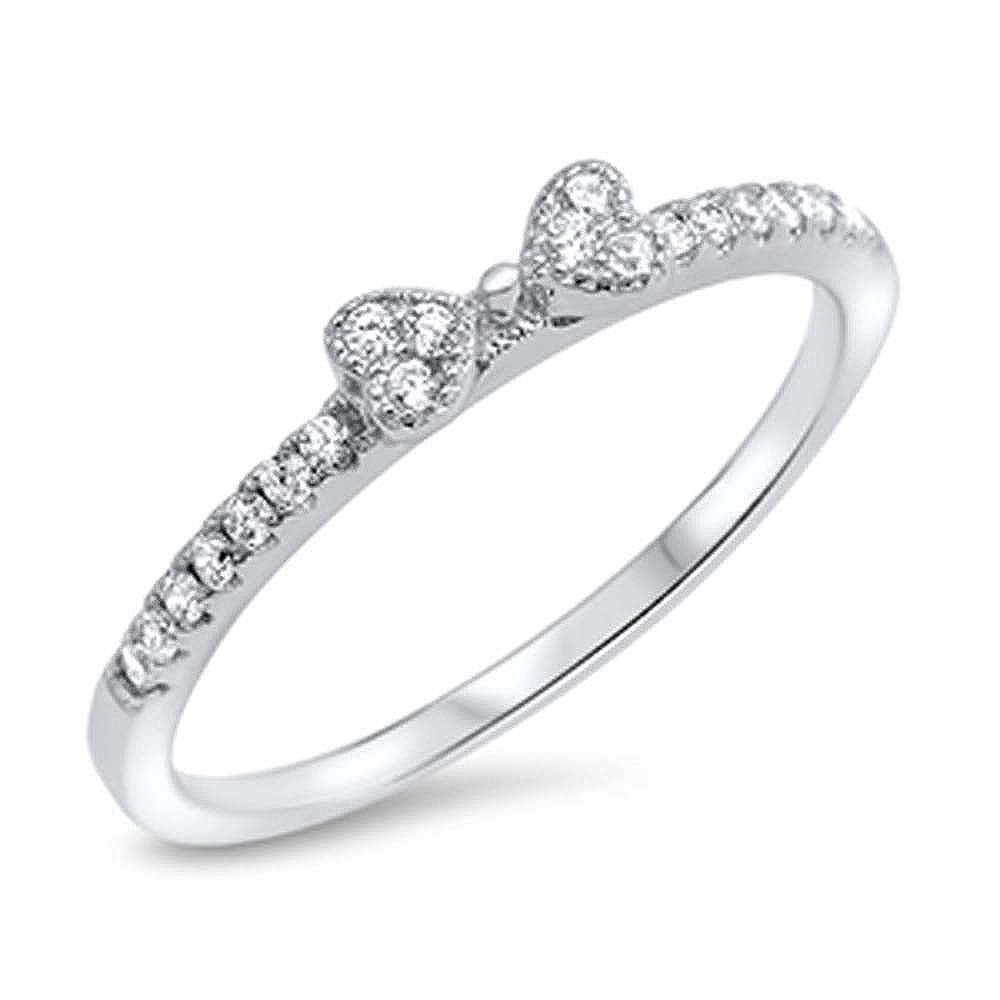 Sterling Silver Delicate Micro Pave Bow Ring with Face Height of 3MM