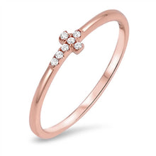 Load image into Gallery viewer, Sterling Silver Rose Gold Plated Stylish Pave Cross Band Ring with Face Height of 4MM