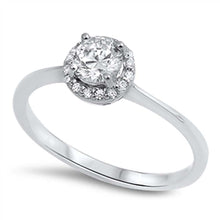 Load image into Gallery viewer, Sterling Silver Small Round Clear Cz with Pave Halo Setting RingAnd Face Height of 7MM