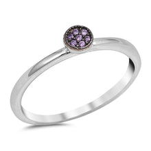 Load image into Gallery viewer, Sterling Silver Fancy Amethyst CZ Flower Ring with Ring Face Height of 4MM