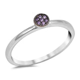 Sterling Silver Fancy Amethyst CZ Flower Ring with Ring Face Height of 4MM