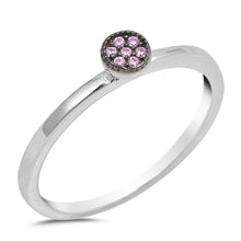 Load image into Gallery viewer, Sterling Silver Fancy Pink CZ Flower Ring with Ring Face Height of 4MM