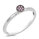 Sterling Silver Fancy Pink CZ Flower Ring with Ring Face Height of 4MM