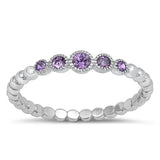 Sterling Silver Amethyst CZ Ring