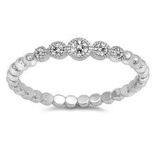 Load image into Gallery viewer, Sterling Silver Stylish Round Clear CZ Bead Ring with Ring Face Height of 3MM