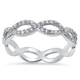 Sterling Silver Infinity Shaped Clear CZ RingAnd Face Height 4mm