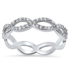Sterling Silver Infinity Shaped Clear CZ RingAnd Face Height 4mm