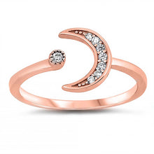 Load image into Gallery viewer, Sterling Silver Moon And Star CZ Ring