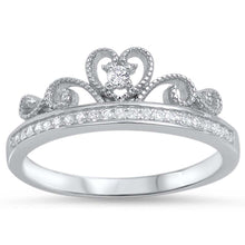 Load image into Gallery viewer, Sterling Silver Crown Shaped Clear CZ RingAnd Face Height 7mm