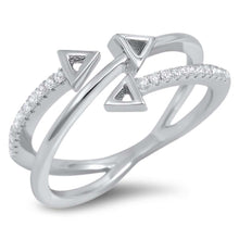 Load image into Gallery viewer, Sterling Silver Arrows Shaped Clear CZ RingAnd Face Height 13mm