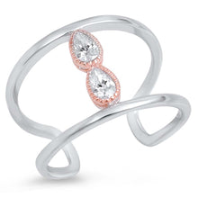 Load image into Gallery viewer, Sterling Silver Bridge Shaped Clear CZ RingAnd Face Height 14mm