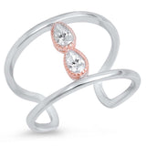 Sterling Silver Bridge Shaped Clear CZ RingAnd Face Height 14mm