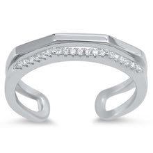 Load image into Gallery viewer, Sterling Silver Loop Shaped Clear CZ RingAnd Face Height 6mm