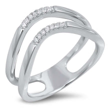 Load image into Gallery viewer, Sterling Silver Double Wave Shaped Clear CZ RingAnd Face Height 7mm