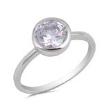 Sterling Silver Round Shaped Clear CZ RingAnd Face Height 10mm