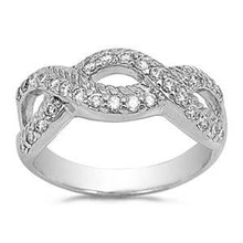 Load image into Gallery viewer, Sterling Silver Infinity Shaped Clear CZ RingAnd Face Height 9mm