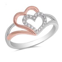 Load image into Gallery viewer, Sterling Silver Hearts Shaped Clear CZ RingAnd Face Height 12mm