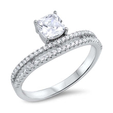 Load image into Gallery viewer, Sterling Silver Clear CZ Ring with Clear Round Center CZAnd Ring Face Height of 10MM