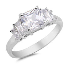 Load image into Gallery viewer, Sterling Silver Princess Cut Square Shaped Clear CZ RingAnd Face Height 7mm