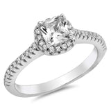 Sterling Silver Square Shaped Clear CZ RingAnd Face Height 8mm