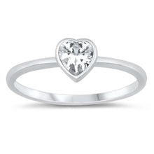 Load image into Gallery viewer, Sterling Silver Clear CZ Heart RingAnd Face Height of 6 mm