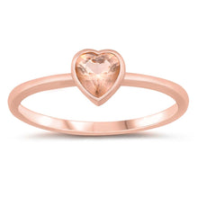 Load image into Gallery viewer, Sterling Silver Bezel Heart With Morganite Cubic Zirconia Ring