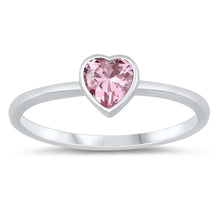 Load image into Gallery viewer, Sterling Silver Pink Heart Cubic Zirconia Ring