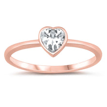 Load image into Gallery viewer, Sterling Silver Rose Gold Plated Cz Heart RingAnd Face Height 6 mm