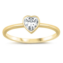 Load image into Gallery viewer, Sterling Silver Yellow Gold Plated Cz Heart RingAnd Face Height 6 mm