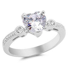 Load image into Gallery viewer, Sterling Silver Heart Shaped Clear CZ RingsAnd Face Height 9mm