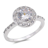 Sterling Silver Round Shaped Clear CZ RingAnd Face Height 11mm