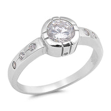 Load image into Gallery viewer, Sterling Silver Round Shaped Clear CZ RingAnd Face Height 8mm