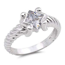 Load image into Gallery viewer, Sterling Silver Spinner Diamond Shaped Clear CZ RingsAnd Face Height 8mm