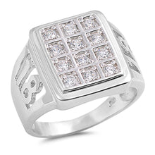 Load image into Gallery viewer, Sterling Silver Rectangle Shaped Clear CZ RingsAnd Face Height 19mm