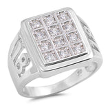 Sterling Silver Rectangle Shaped Clear CZ RingsAnd Face Height 19mm