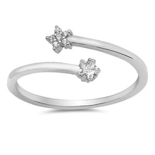 Load image into Gallery viewer, Sterling Silver Opened Ring with Clear CZ StarsAnd Face Height of 7 mm